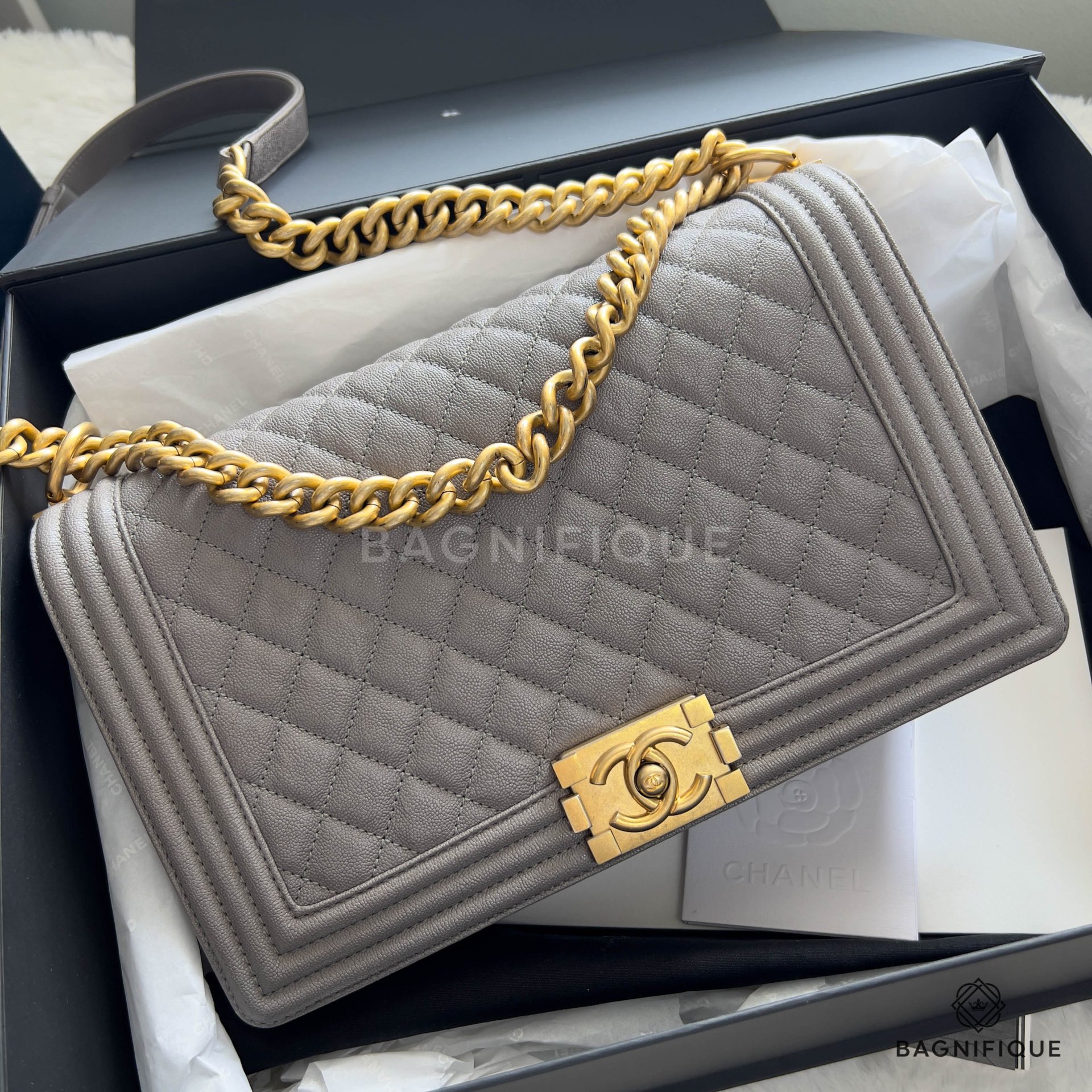 Chanel Boy Old Medium Cracked Metallic with Aged Gold Hardware Preowned  in Box WA001  Julia Rose Boston  Shop