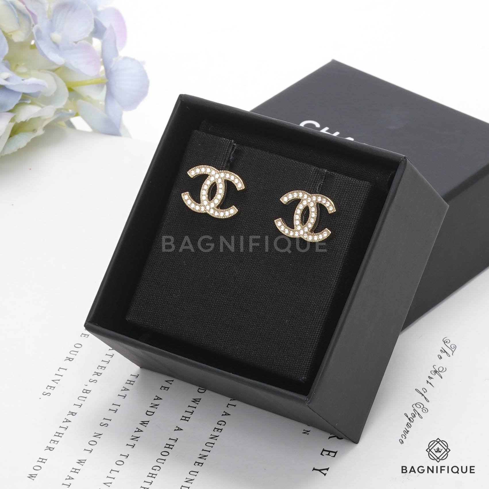 Chanel Crystal Large CC Earrings Silver in Silver Metal  US