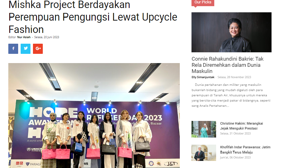 Mishka Project Berdayakan Perempuan Pengungsi Lewat Upcycle Fashion