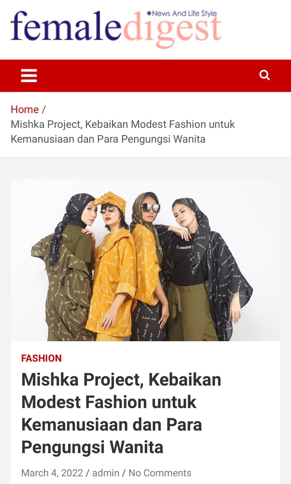 Mishka Project, Kebaikan Modest Fashion untuk Kemanusiaan dan Para Pengungsi Wanita
