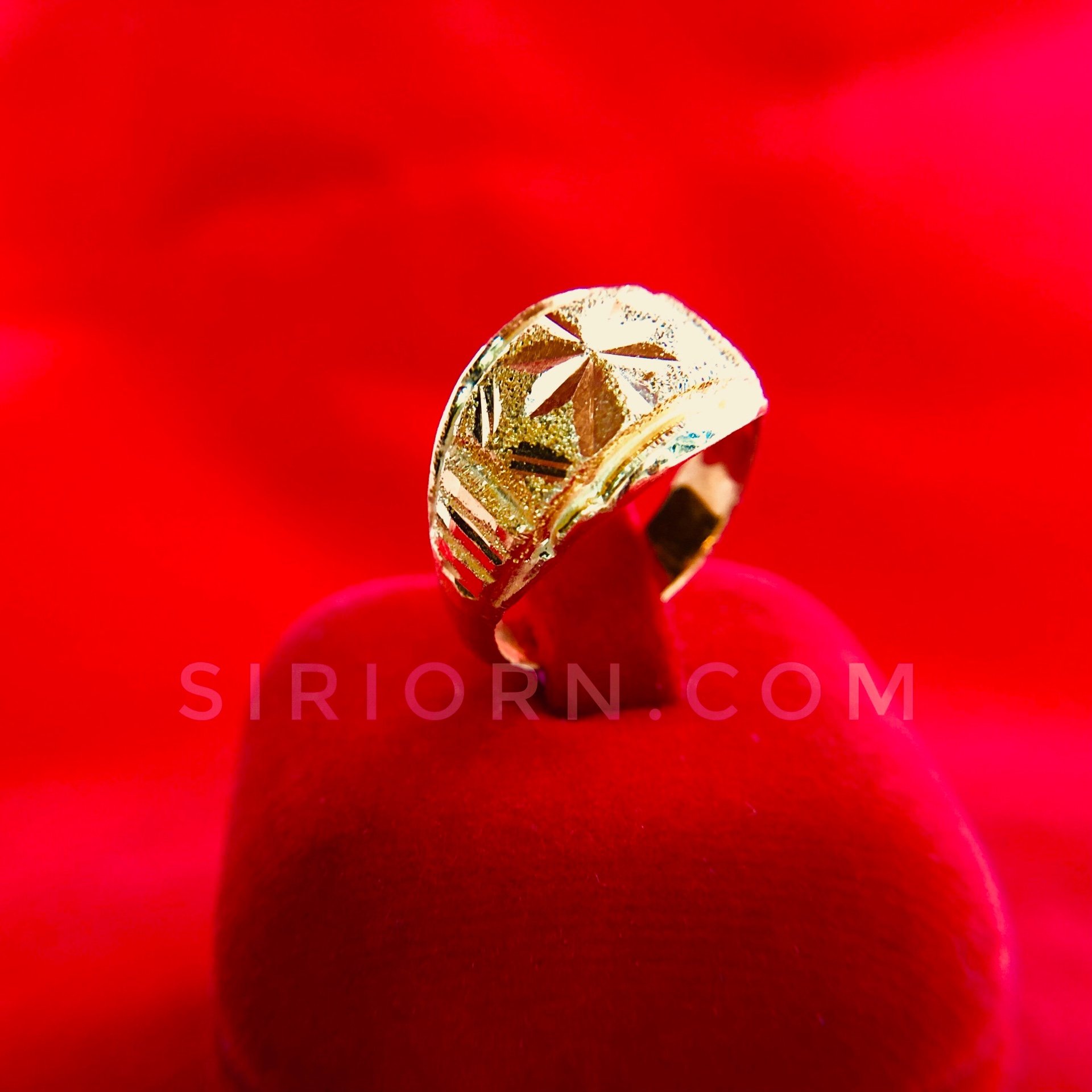 แหวนทองคำแท้ 96.5%ลายหัวโปร่งลายมาตรฐานจิกเพชรตัดลาย