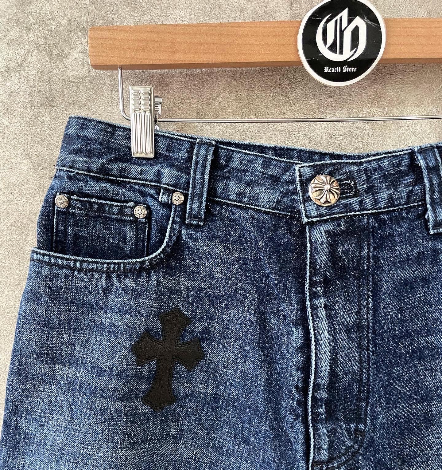 CH Cross Leather Patches Jeans - Chrome Hearts