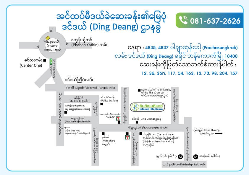 အင်ထပ်မီဒယ်ခဲဆေးခန်း၏မြေပုံ ဒင်ဒယ် (Ding Deang) ဌာနခွဲ