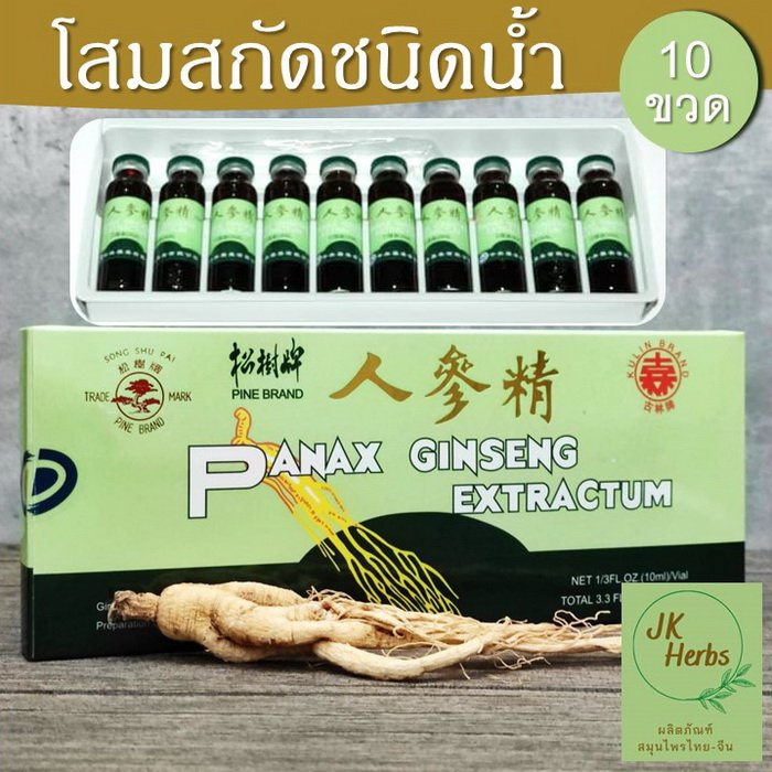 เครื่องดื่ม โสมสกัดชนิดน้ำ 1 กล่อง 10 ขวด Pine Brand Panax Ginseng Extractum Oral Liquid สำหรับดื่ม Ren Shen Jing 人参精口服液