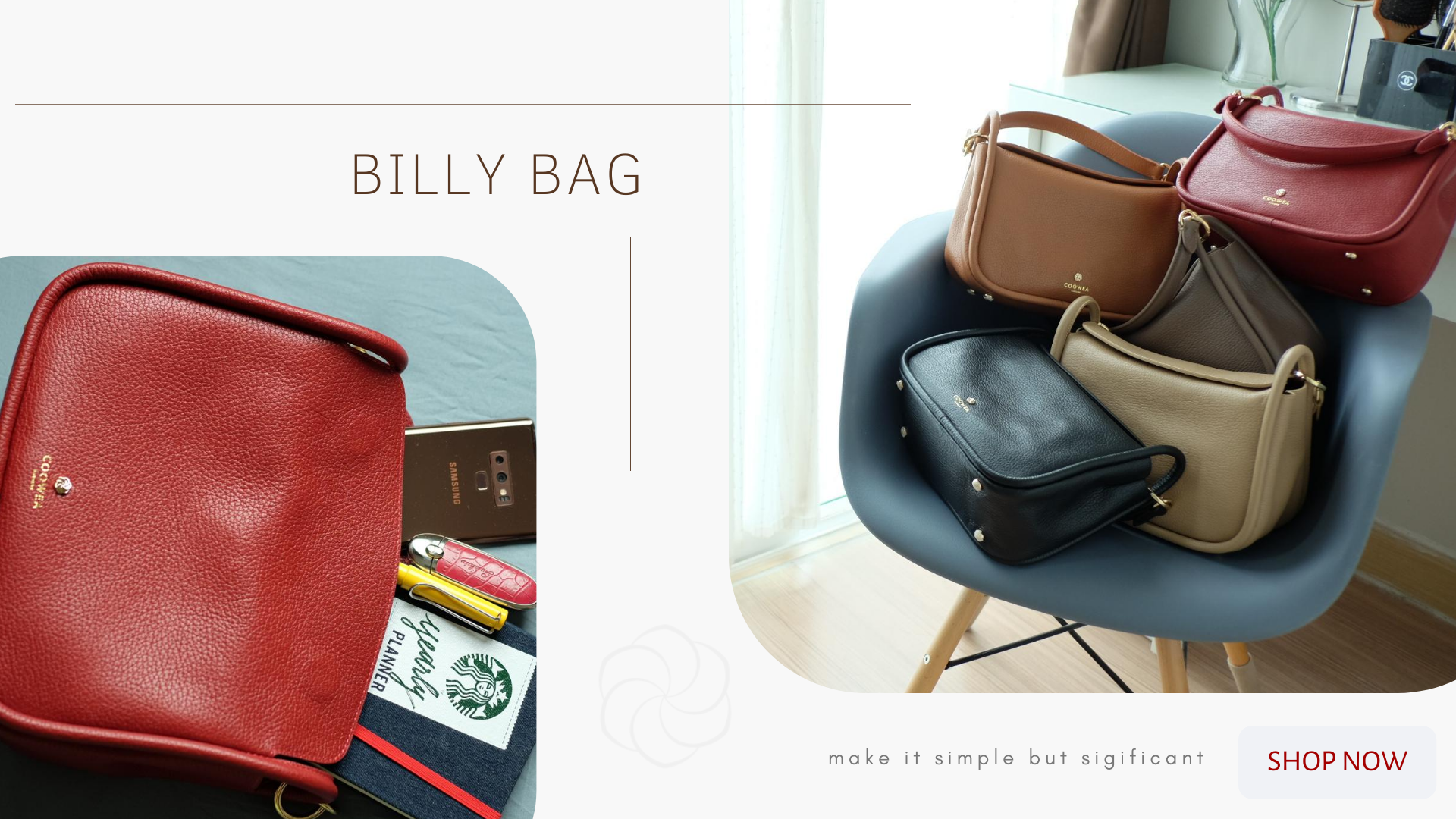 หลักพันสวยเหมือนหลักหมื่น!  กระเป๋า Billy bag รุ่นใหม่ล่าสุดจาก Coowea