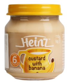 HEINZ BANANA CUSTARD  110 G. อาหารสำหรับเด็กรสคัสตาร์ดกล้วย 110 กรัม