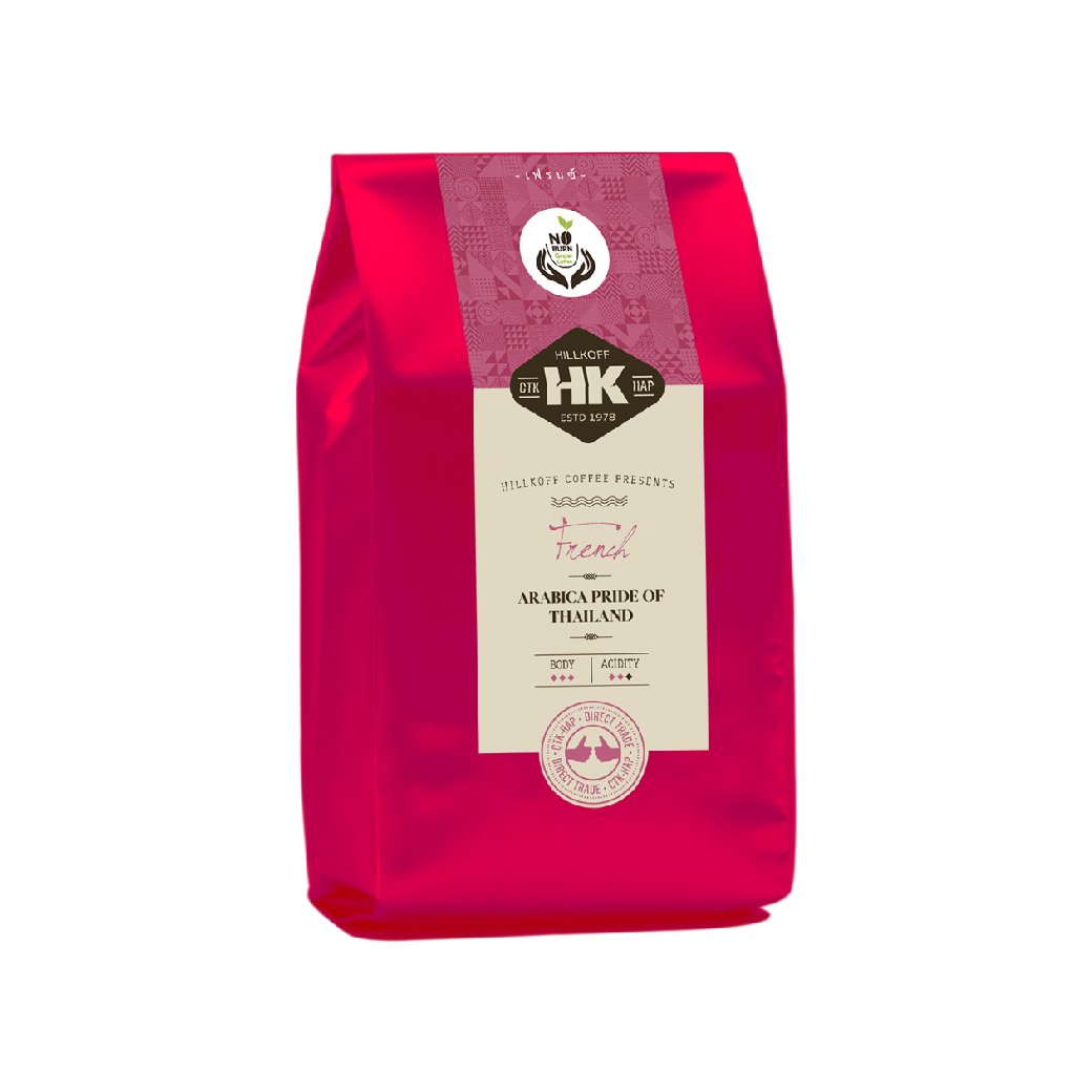 Hillkoff Arabica Coffee : ธงฟ้าอราบิก้าแท้ 100% คั่วเข้ม ตรา ฮิลล์คอฟฟ์ (French Roast) 500 กรัม
