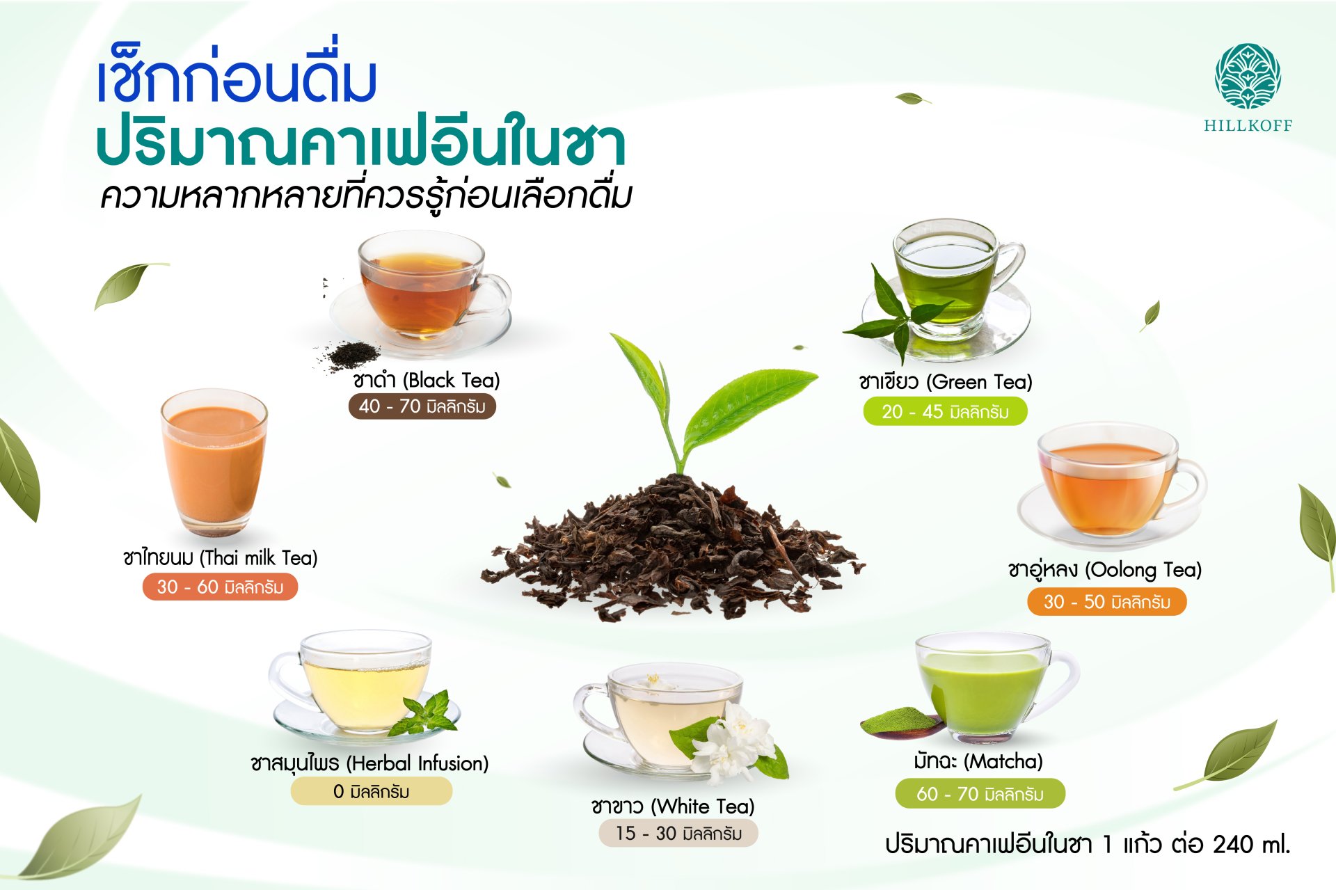 เช็กก่อนดื่ม.. ปริมาณคาเฟอีนในชา ความหลากหลายที่ควรรู้ก่อนเลือกดื่ม เช็กก่อนดื่ม.. ปริมาณคาเฟอีนในชา ความหลากหลายที่ควรรู้ก่อนเลือกดื่ม