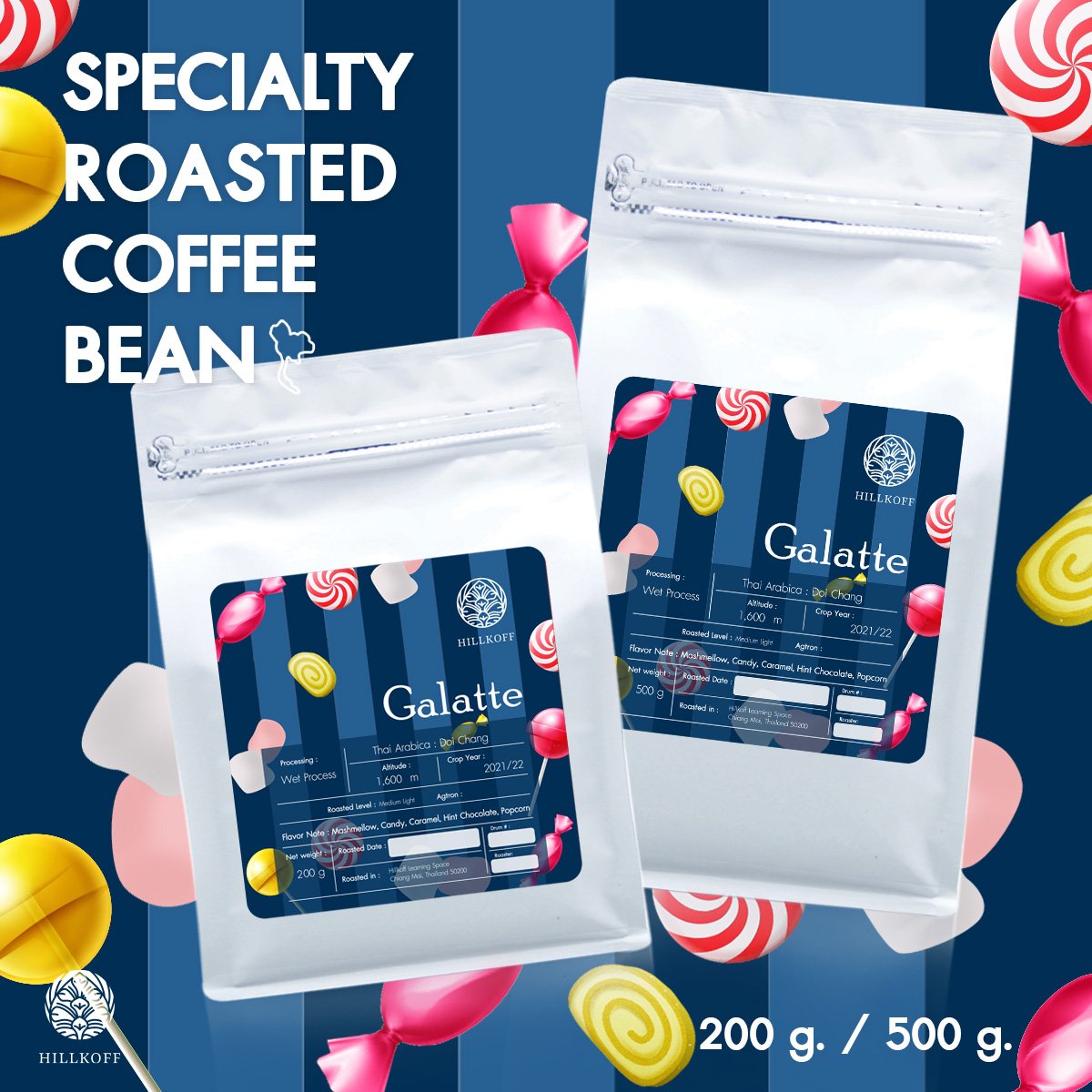HILLKOFF : Galatte Arabica Specialty Roasted เมล็ดกาแฟคั่ว กาแฟ อาราบิก้าแท้ 100% อราบิก้า สเปเชียลตี้ กาลาเต้
