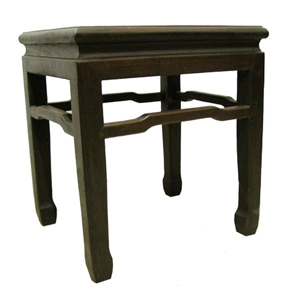 โต๊ะข้าง-ม้านั่งไม้แต่งขอบบัวสไตล์จีน 50 ซม.