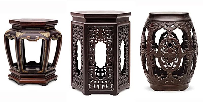Qing style antique chinese stools from Beijing summer palace collection