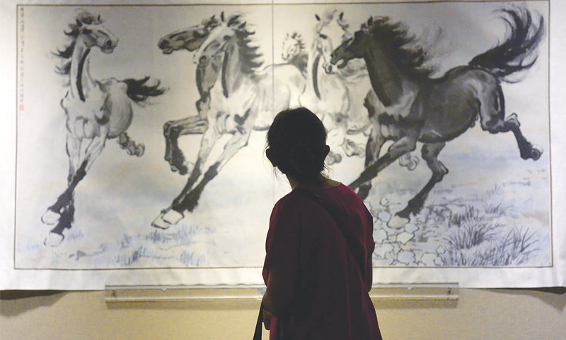 ภาพวาดม้ามงคล-ม้าแปดตัว-สวีเปยหง-ภาพหมึกจีน