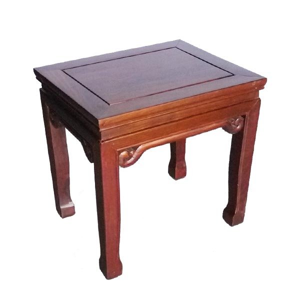 โต๊ะข้างไม้ขอบบัวแกะลายม้วนแบบจีน 50 ซม.