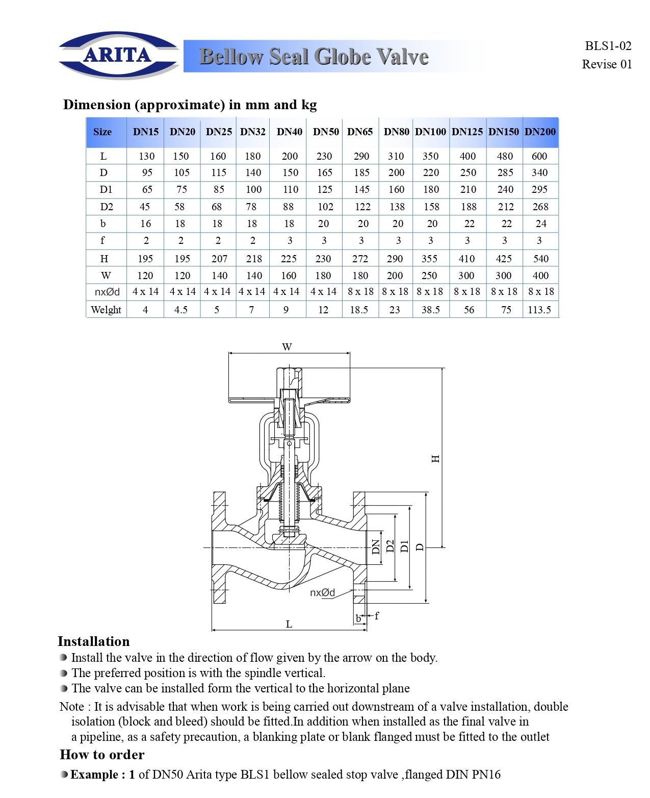 ARITA BELLOW SEALED GLOBE VALVE flowautomech