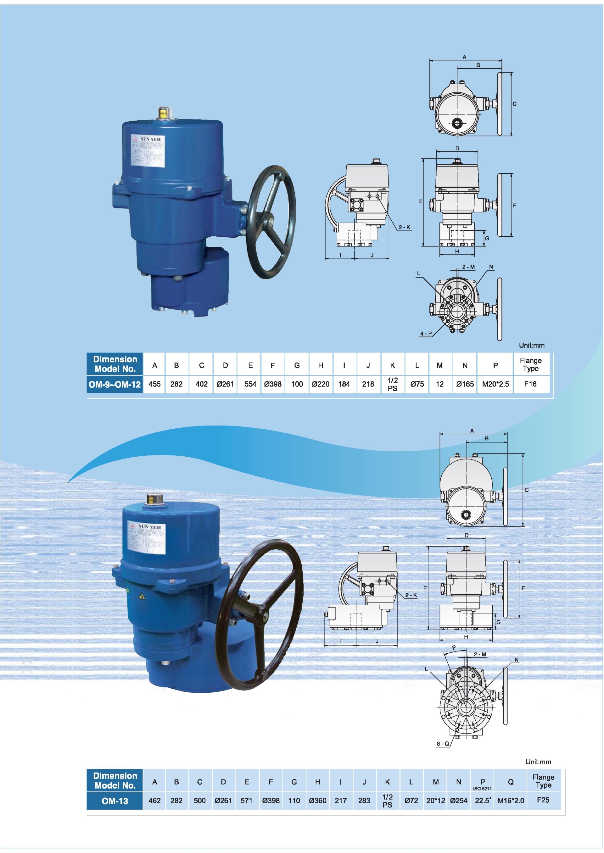 SUN YEH ELECTRIC ACTUATOR (หัวขับไฟฟ้า) - flowautomech