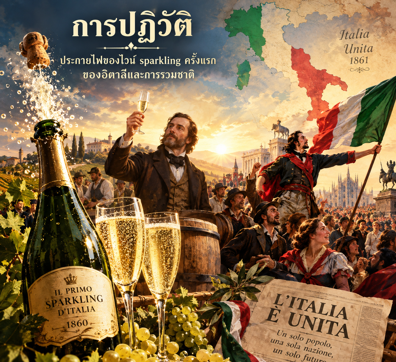  ประกายไฟแรกของไวน์ sparkling อิตาลี: จาก Gancia สู่เปลวไฟแห่งการรวมชาติ