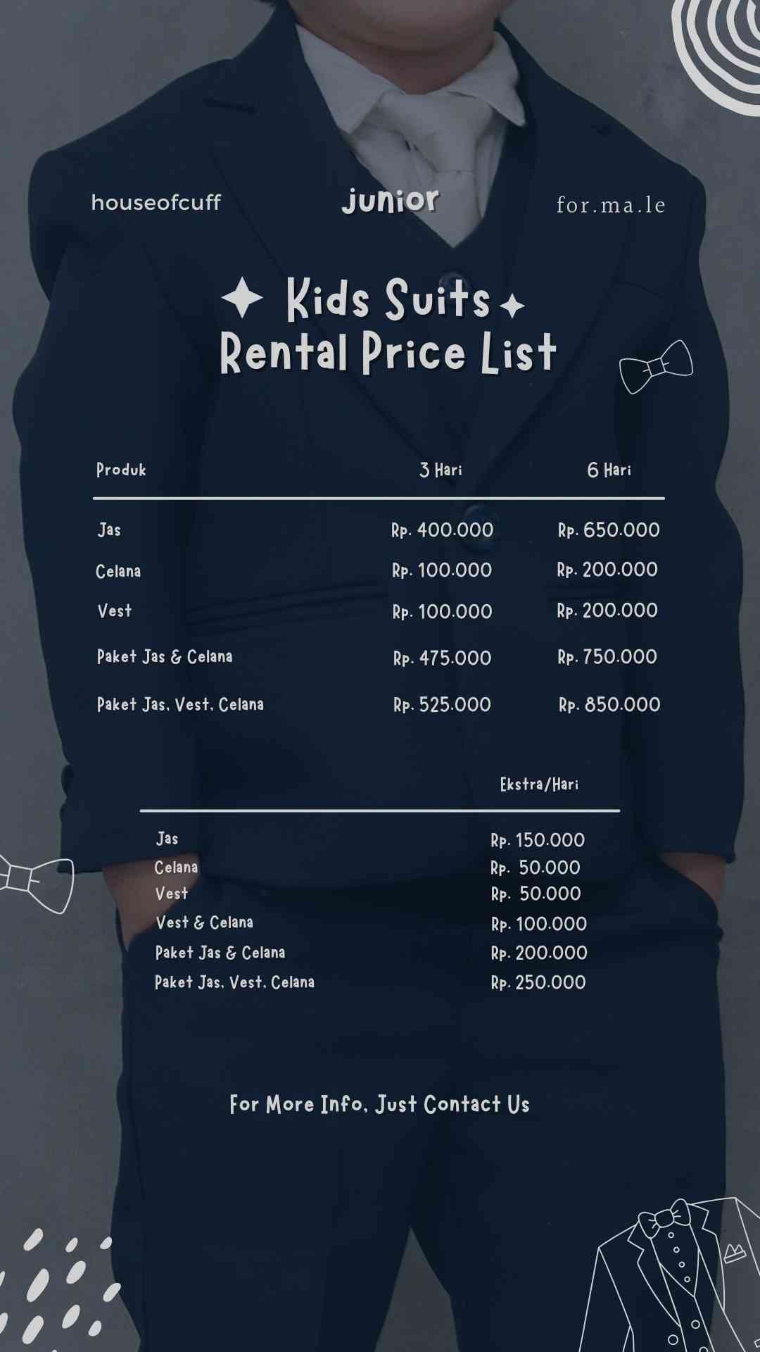 daftar harga sewa jas anak