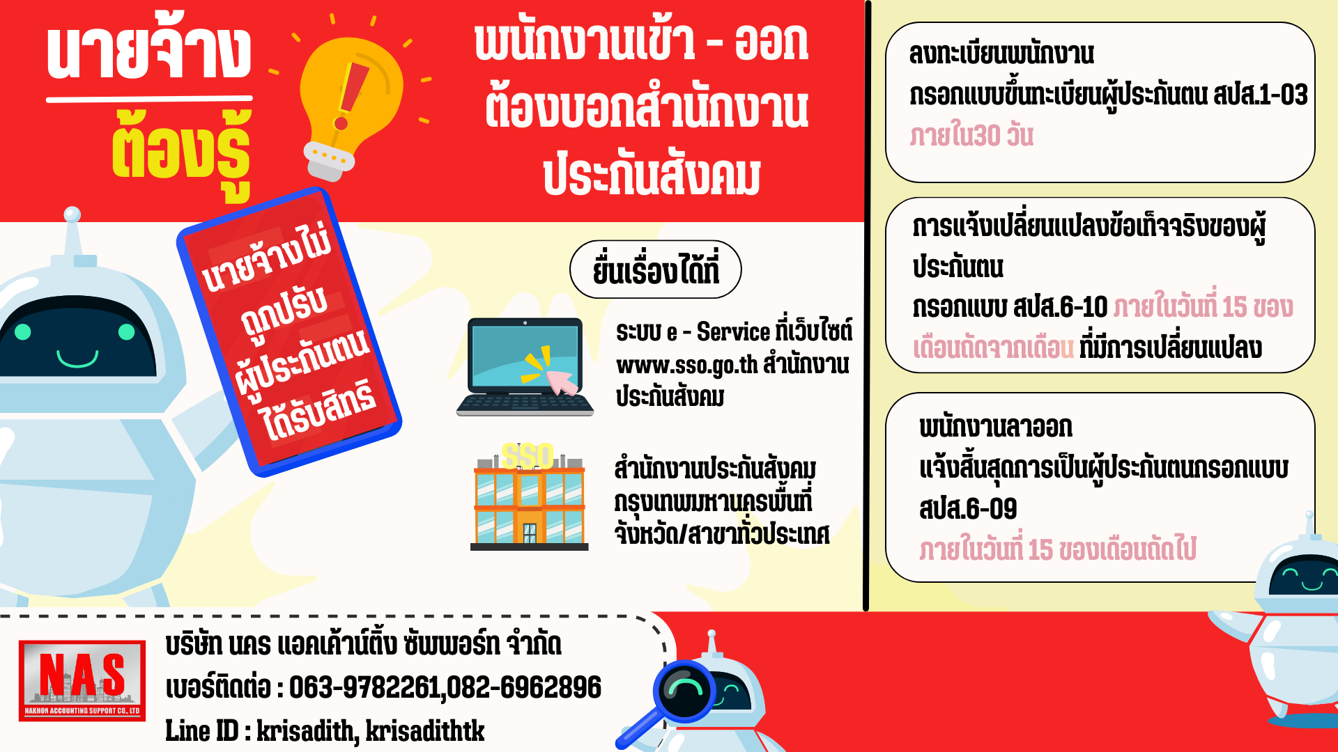 นายจ้างต้องรู้ หากมีพนักงาน เข้า - ออก ต้องบอกประกันสังคม