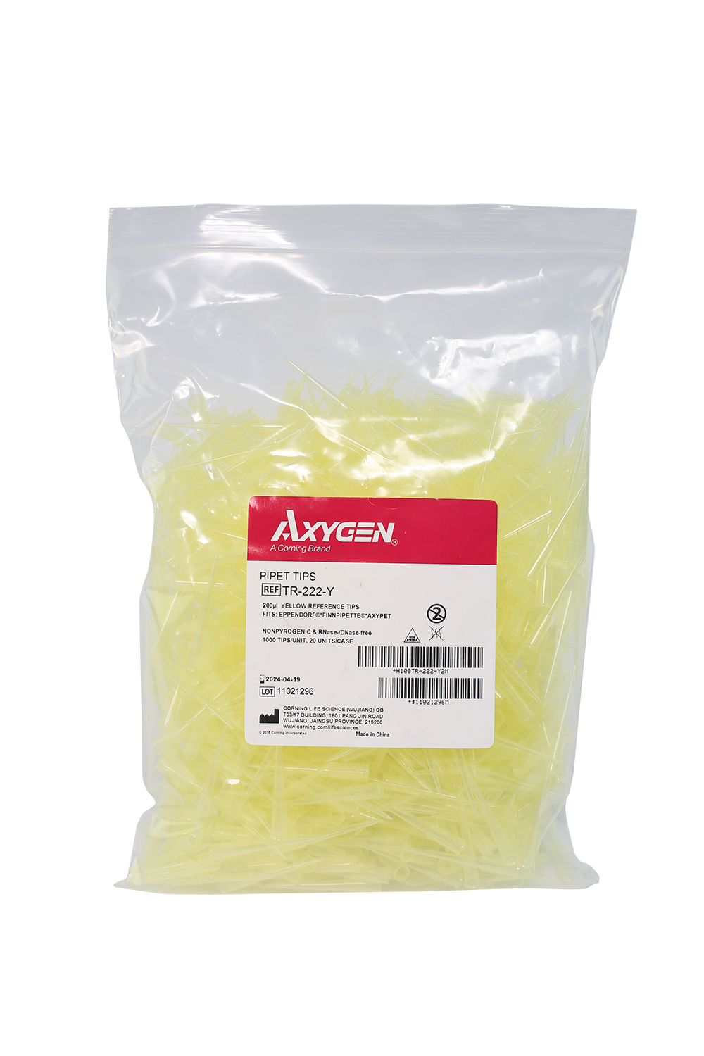 Yellow tip PP.1-200ul.(1000/pack) #TR222Y, Axygen
