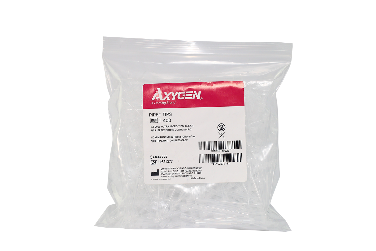 Micro tip PP. 0.5-20ul.ยาว (1000/pk) #T400, Axygen