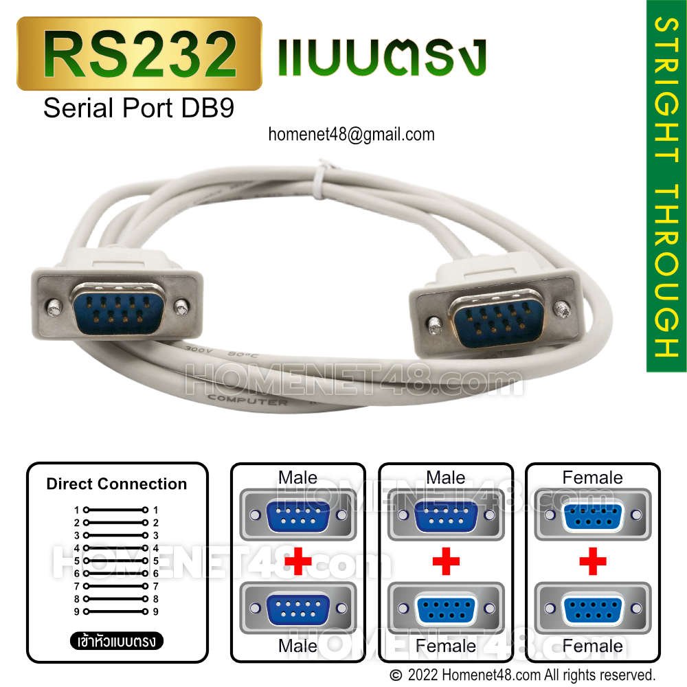 RS232 Serial Port DB9 (Straight-through) Direct Connection - homenet48