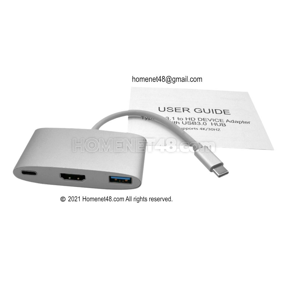 สายแปลง USB Type-C to Type-C (Charger)+HDMI (4K)+USB 3.0