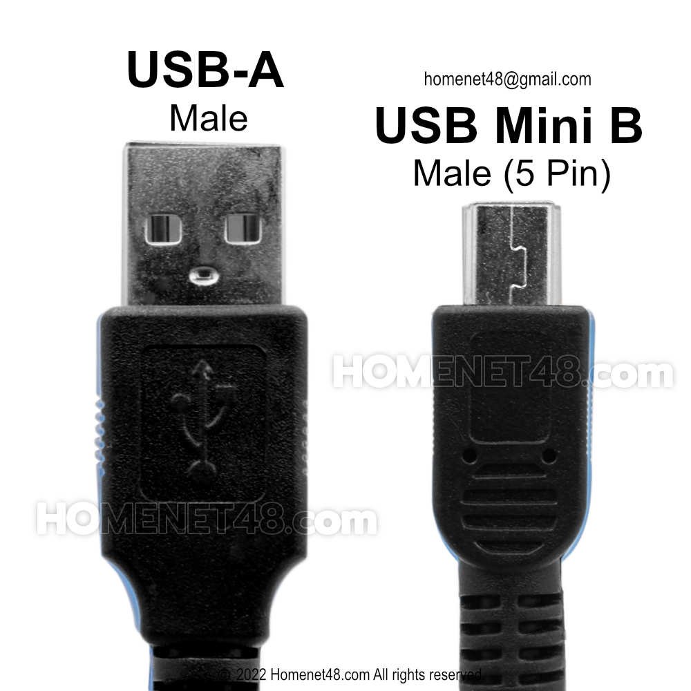 Usb Bmini สาย USB Mini B (5 pin) สายชาร์จกล้องติดรถยนต์ กล้องหน้ารถ - homenet48