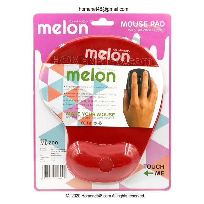 (ของหมด) แผ่นรองเม้าส์ผ้า พร้อมเจลรองข้อมือ อย่างดี Melon