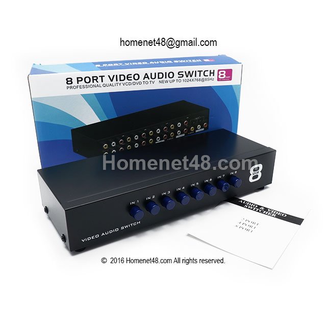 8 Ports Video Audio Switch ต่อ 8 เครื่องเล่น ออก 1 TV