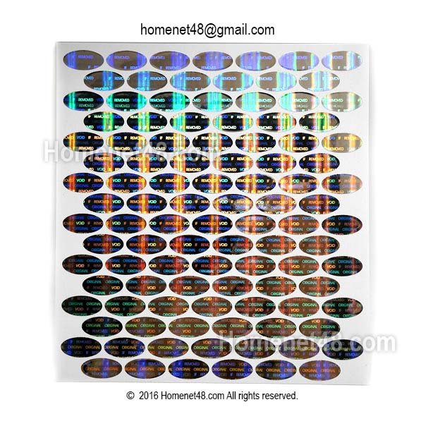 Sticker Void รับประกัน Hologram 3 มิติ วงรี (2x1 ซม) (104 ดวง)