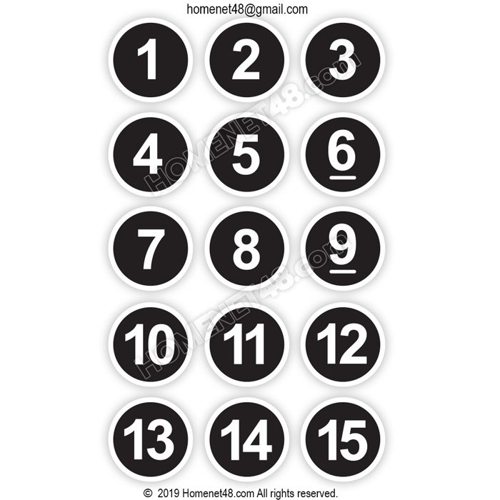 Circle number stickers for the restaurant table - homenet48