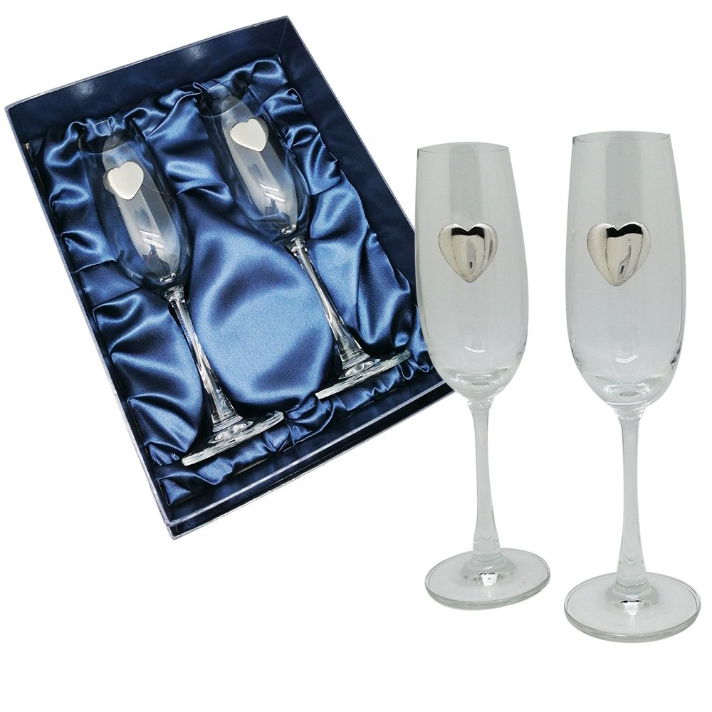 2 Wine Glass in Gift Box / Pewter Décor