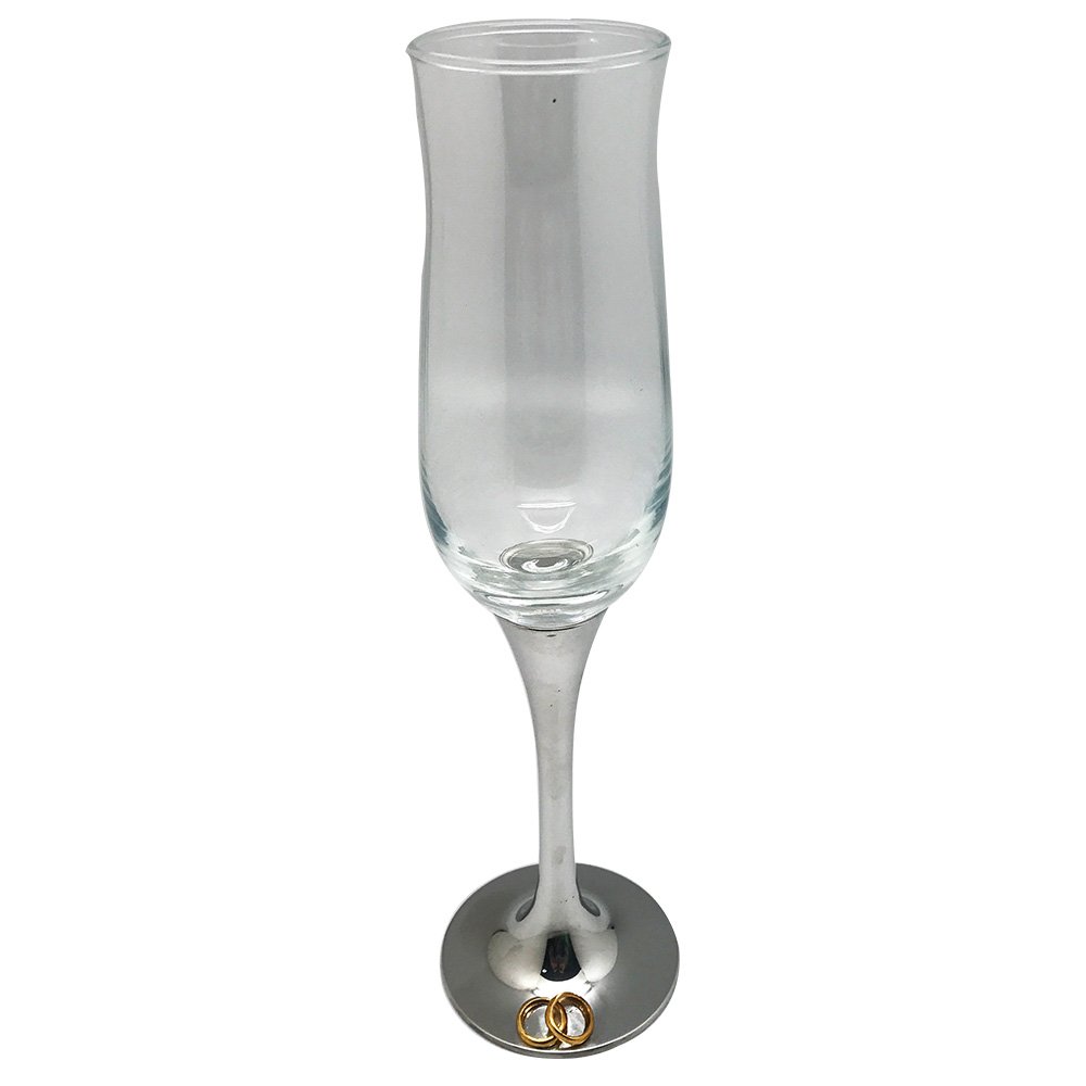 Champagne Flute Tulip shape, Pewter Stem and Gold plated ring