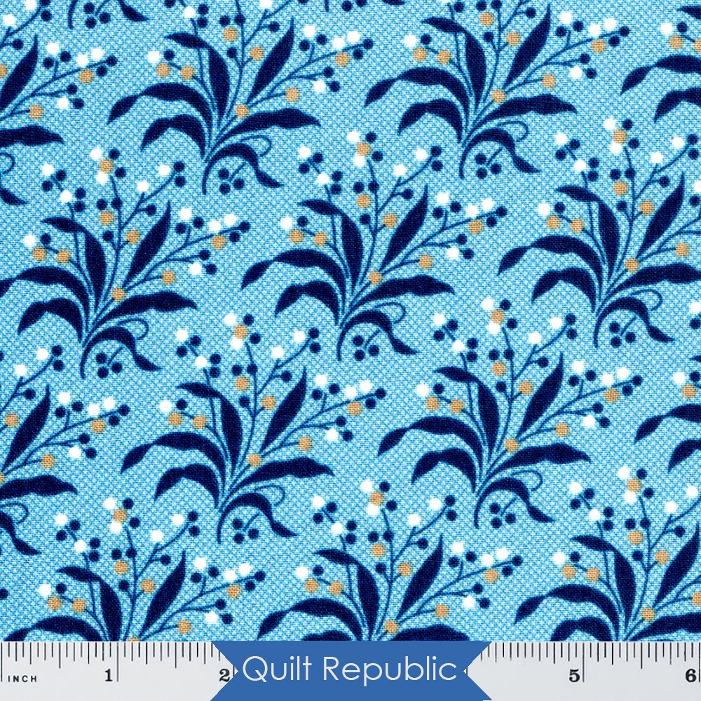 Andover Fabrics Perfect Union 3 Flower Stem Blue