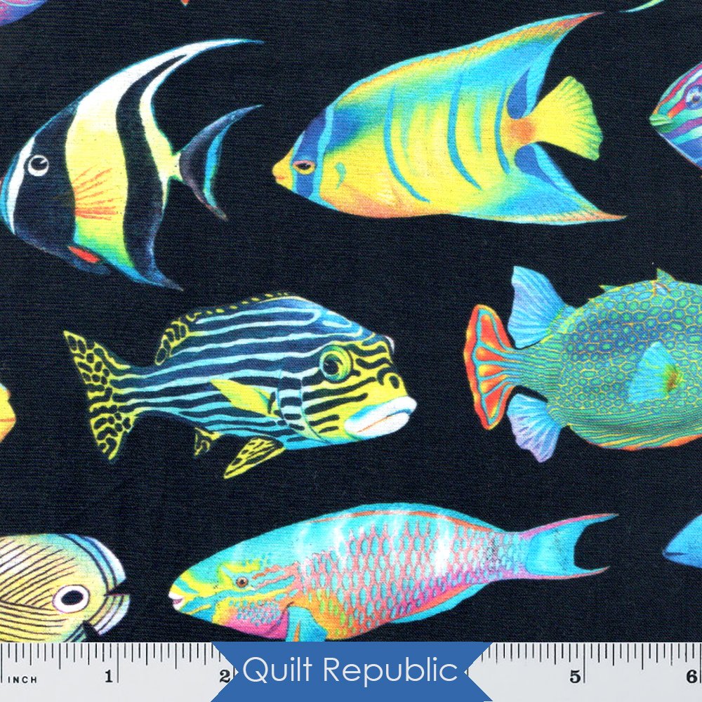 Robert Kaufman Fabrics Coral Canyon Tropical Fish Black