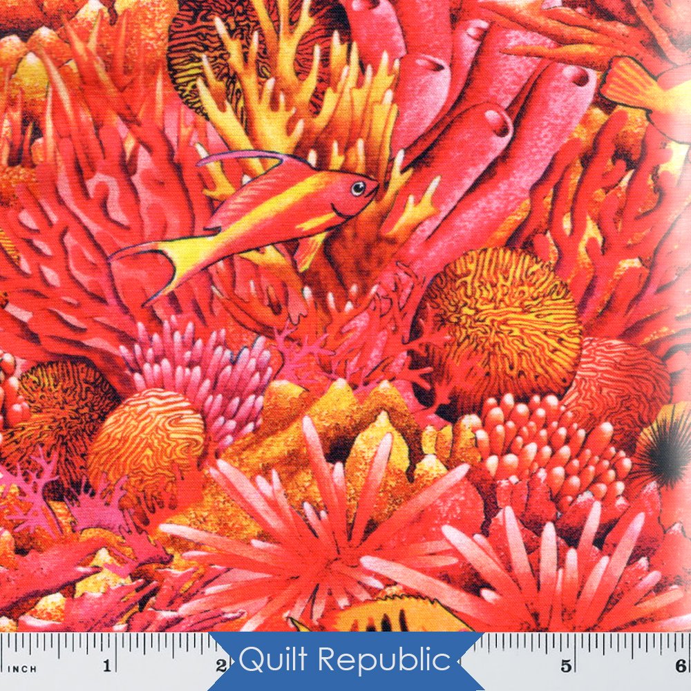 Robert Kaufman Fabrics Coral Canyon Tropical Reef and Fish Amber