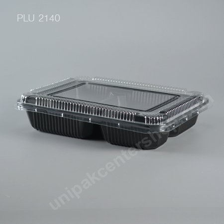 กล่องอาหาร 4 ช่อง PP ดำ (S-BENTO4-01)+ฝาPET