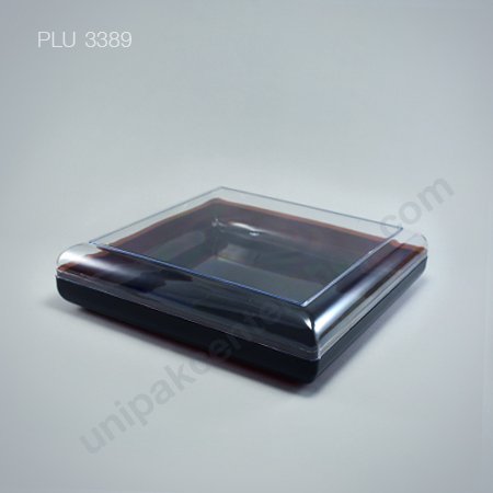 กล่องแข็งใส เหลี่ยม ฐานน้ำตาล + ฝา (Rectangular Hard Plastic Case) C-0908