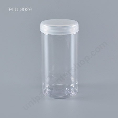 กระบอก แข็งใส 400 ml + ฝาขาว (Cylinder Hard Plastic Case)
