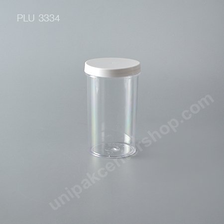 กระบอก แข็งใส 320 ml + ฝาขาว (Cylinder Hard Plastic Case) NO0774+1