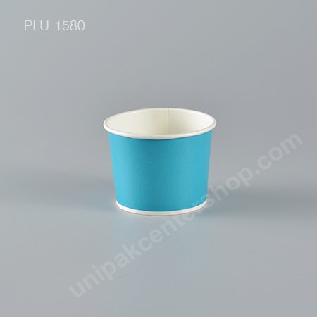 ถ้วยไอศกรีมกระดาษ 4 oz สีฟ้า (Paper Ice Cream Cup - Sky Blue)