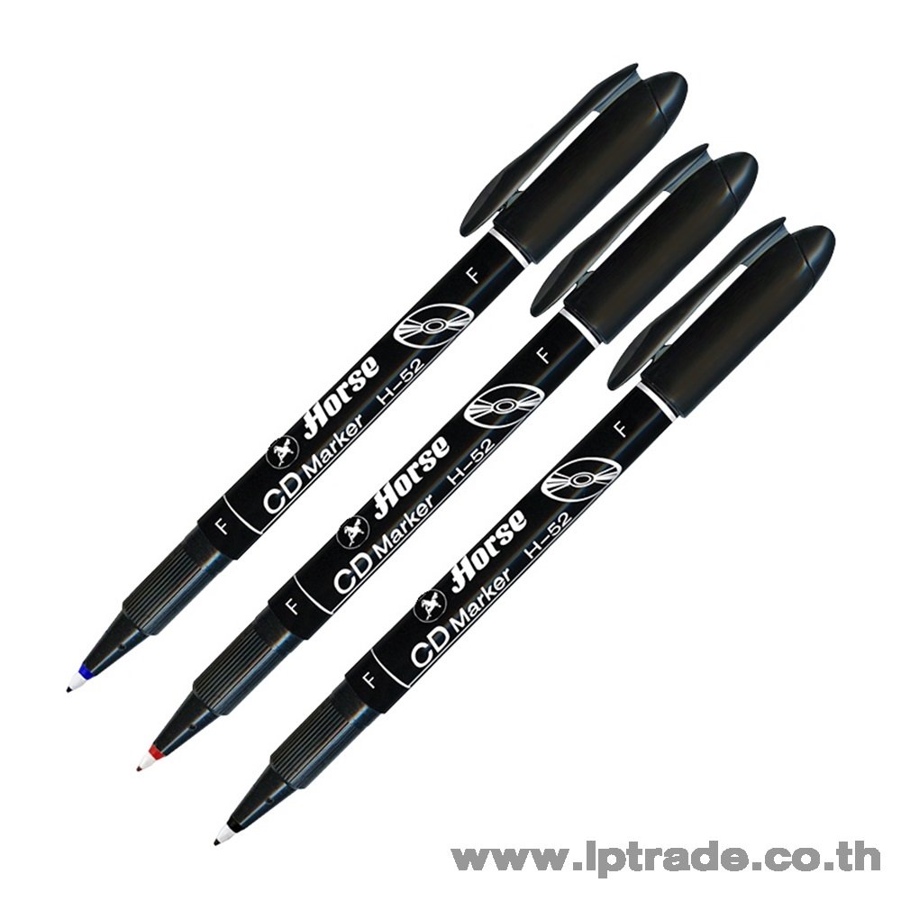ปากกาเขียนซีดี ลบไม่ได้ ตราม้า H-52F 0.6 มม. (ชุด 3 สี)