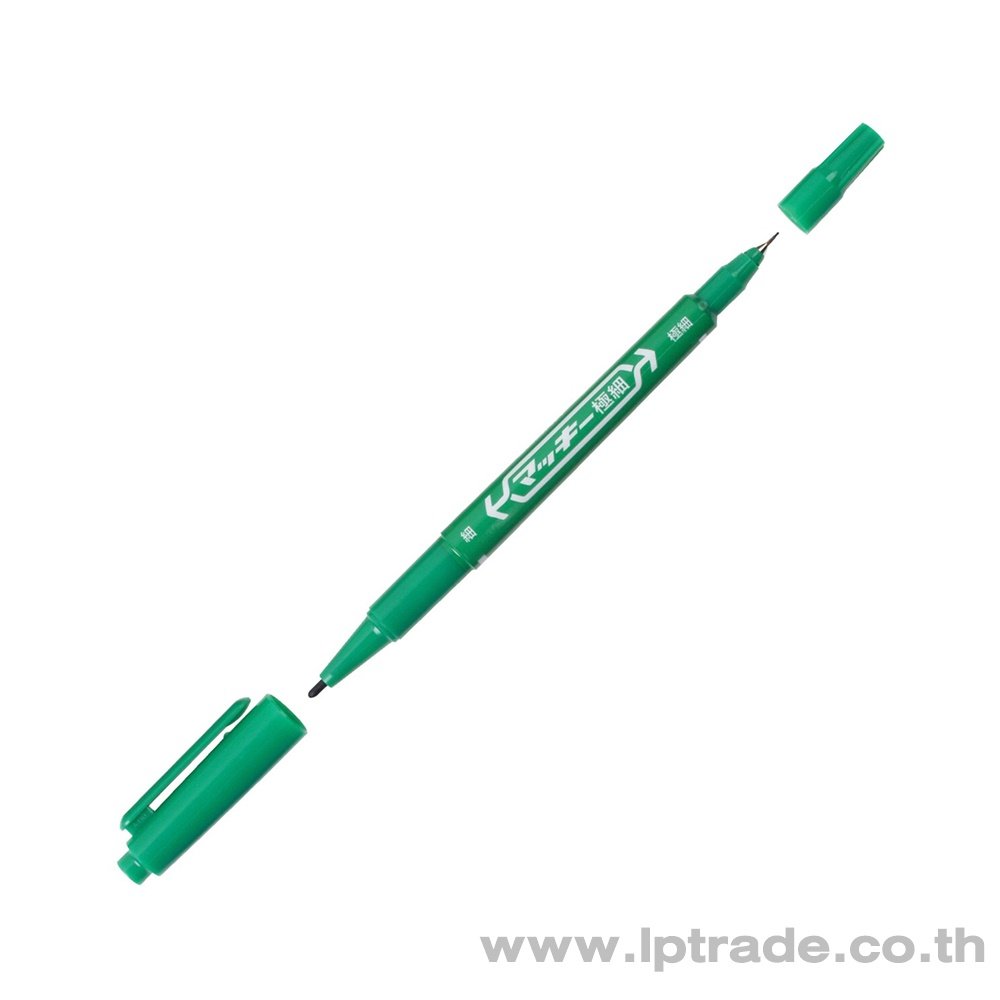 ปากกามาร์คเกอร์ 2 หัว ซีบร้า MO-120 สีเขียว