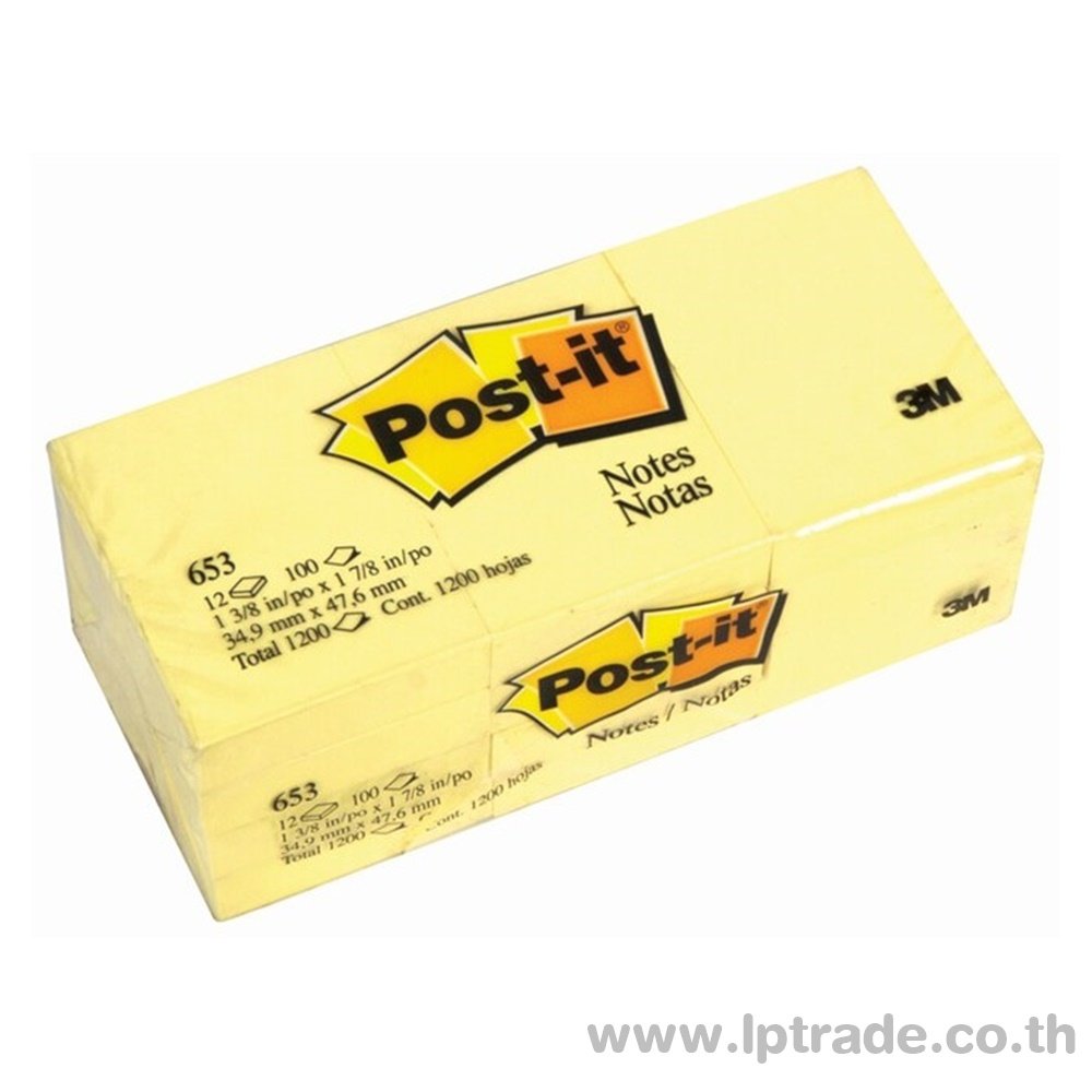 กระดาษโน้ต Post-it 3M 653 1.5"x2" สีเหลืองพาสเทล