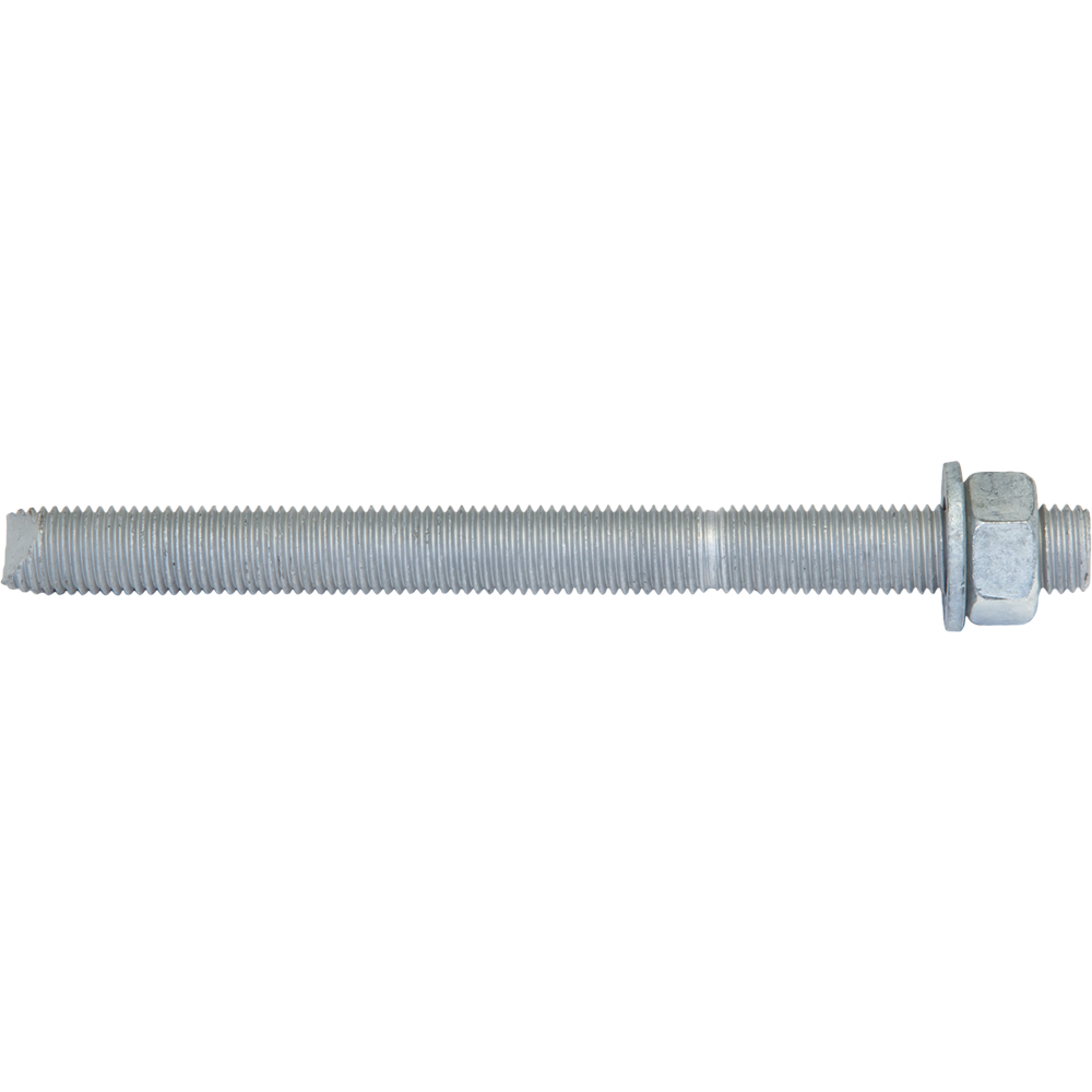 10 Tiges filetées pour scellement à la résine M12 x 160 mm avec écrou et rondelle - Zingué 10 Tiges filetées pour scellement à la résine M12 x 160 mm avec écrou et rondelle - Zingué