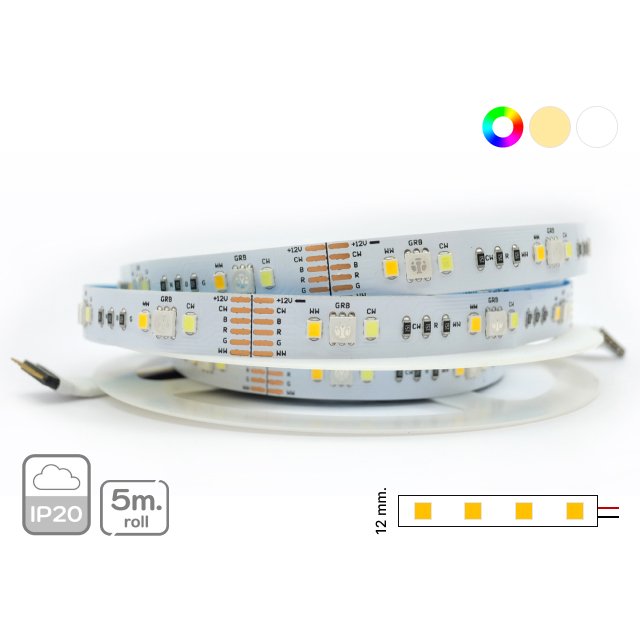ไฟเส้น LED 12V 5050 RGB+ 2835 WH+WW 14.4W/M. 12มม. 5ม./ม้วน