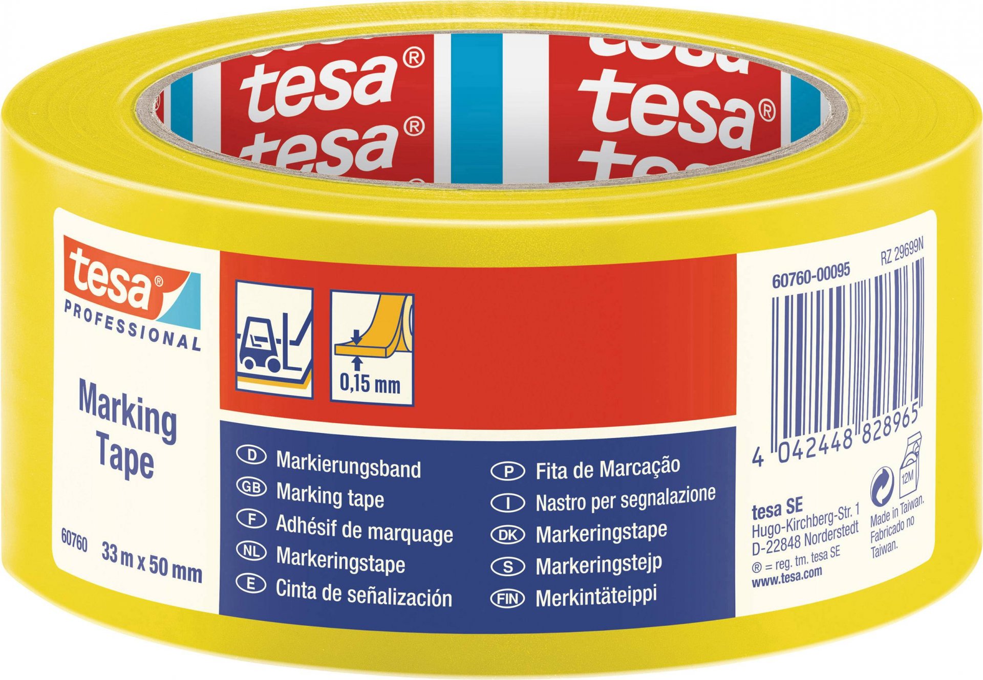 TESA 60760  Floor Marking Tape (Yellow  Size 2" X 33M)