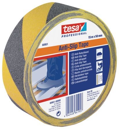TESA 60951 Anti slip tape - black / yellow (Size 50MM X 15M)