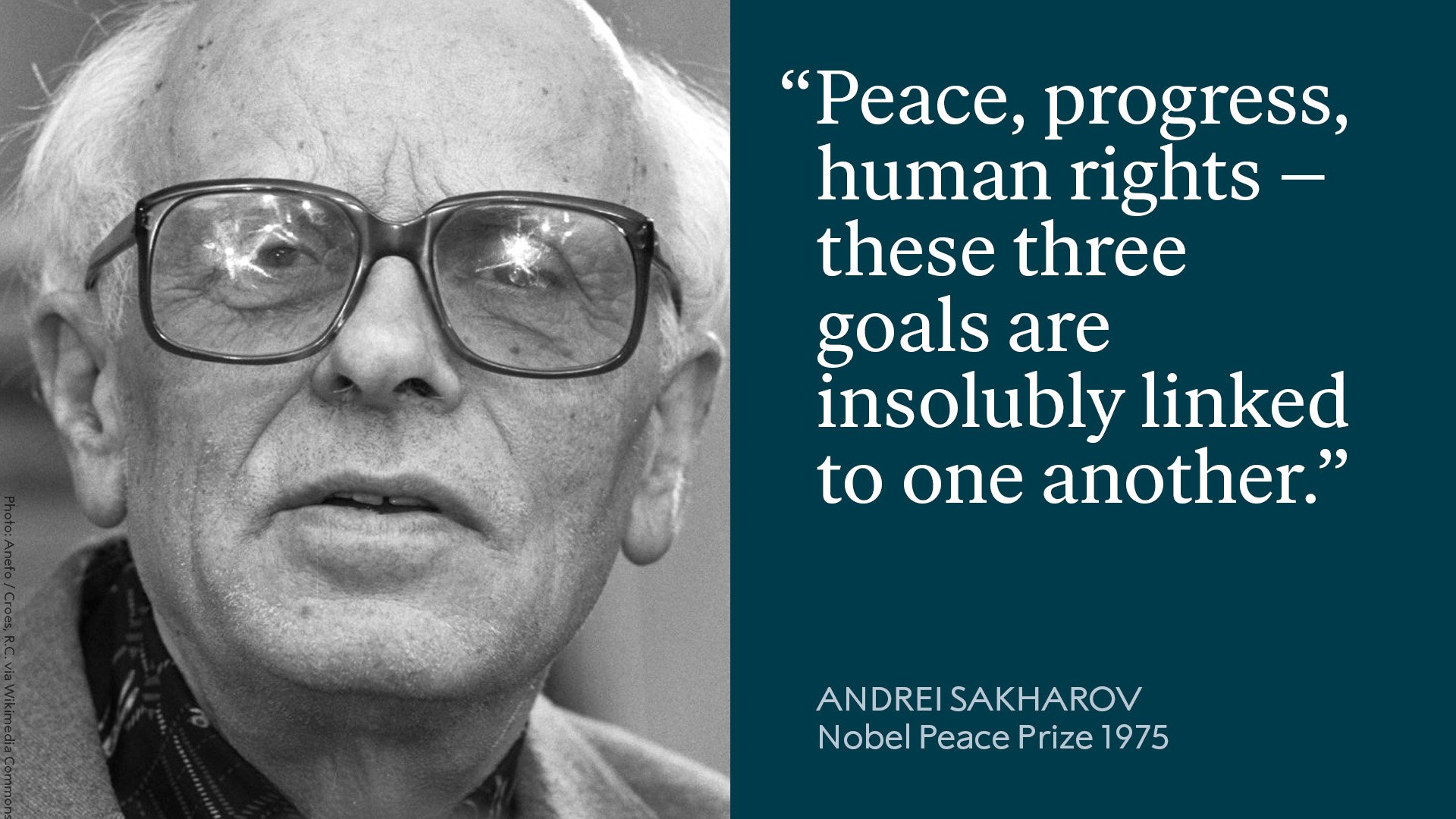 “Peace, progress, human rights – these three goals are insolubly linked to one another: it is impossible to achieve one of these goals if the other two are ignored.”