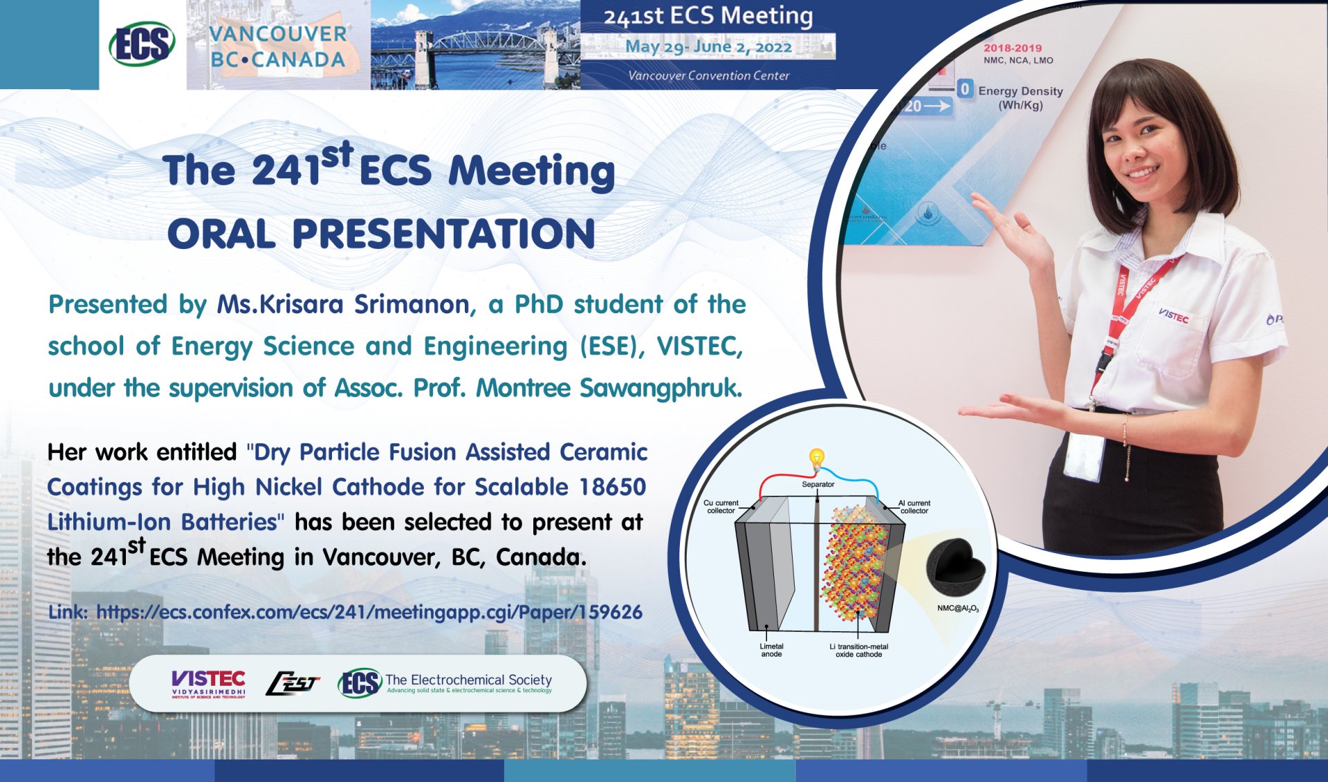 The 241st ECS Meeting Oral Presentation May 29 - June 2, 2022 in Vancouver, BC, Canada